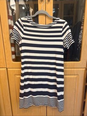 Nautica Navy & White Striped Short Sleeve tshirt dress